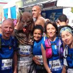 Marie-Christine, Patricia, Aline, André, un loup, M. Propre, Linda, Delphine, Beatriz, Patricia, 5 mn avant le lâcher de la meute