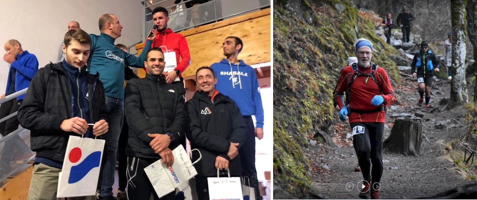 podium masculin 9 km, avec Franck Battaglia en bas à droite - Olivier Siméon au lac Pavin