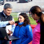 Samantha Fouillet au micro de Franck Lopes, en compagnie de Nadège Colin