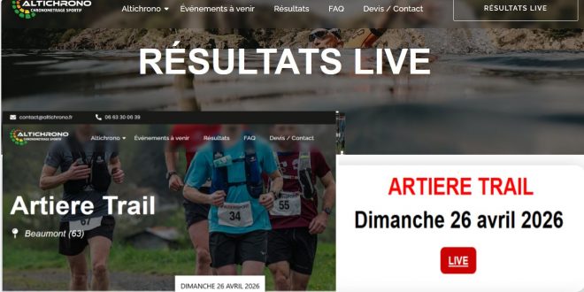 Résultats Artière trail en temps réel le 26 avril